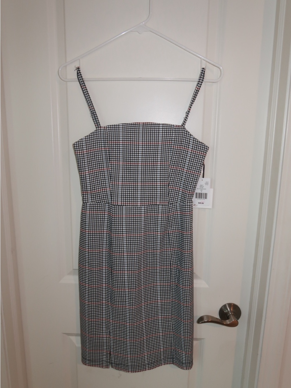 Sleeveless Plaid Midi Dress in Black and White